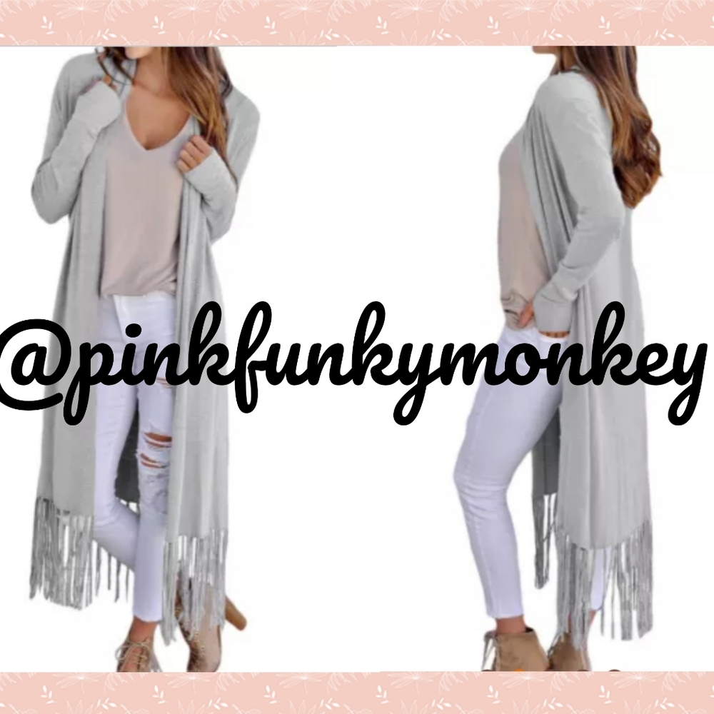 1 Left New Boutique Gray Long Knitted Cardigan